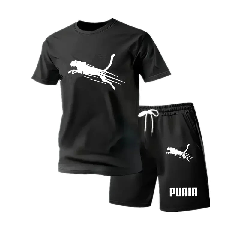 2026 Men's Summer Breathable T-shirt Shorts Set Fashion Casual Outdoor Sports 2 Piece Tracksuit Gym Vacation Quick Dry Clothing