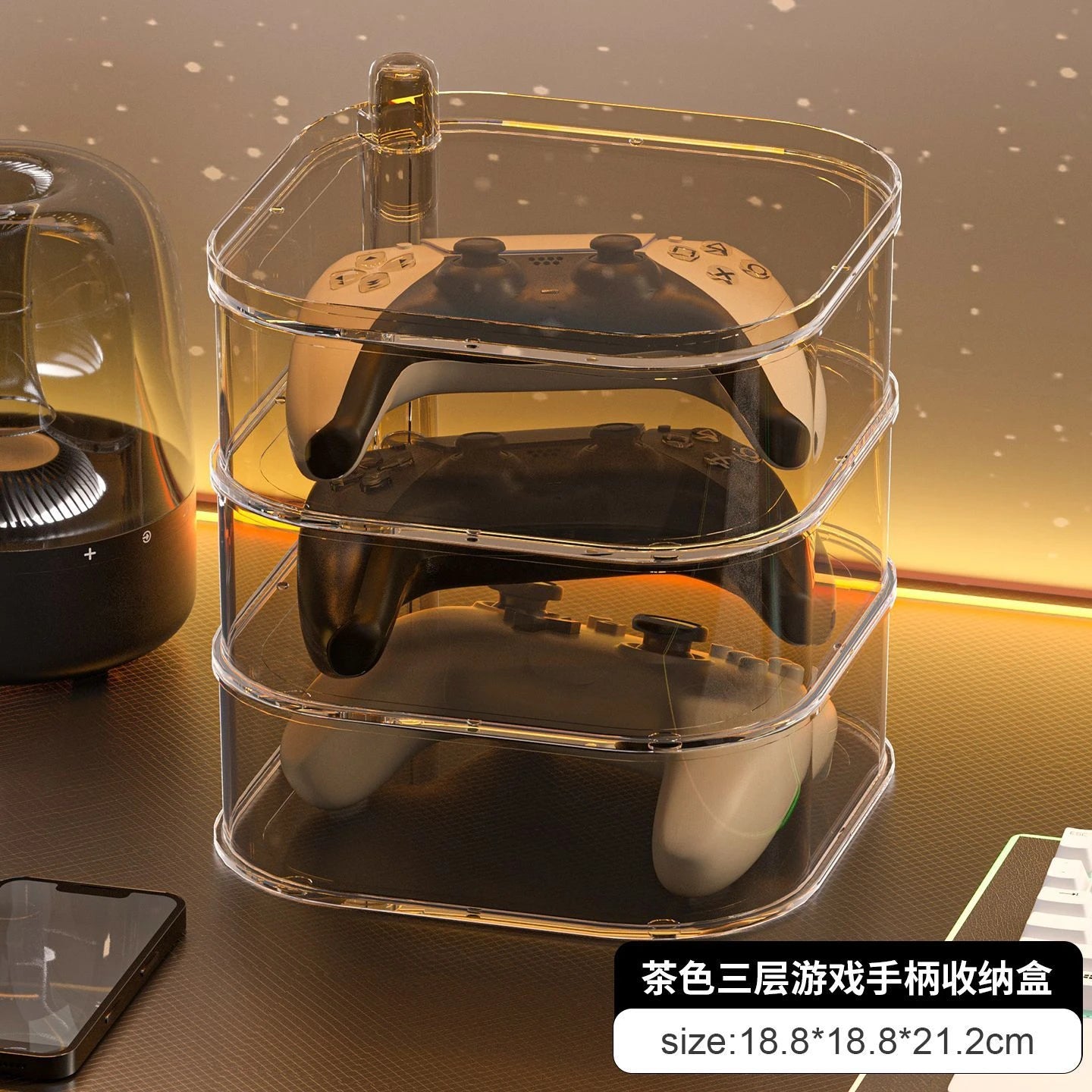 Controller Stand Storage Box,Large Capacity Multi-layer Game Console Card Holder Organizer for Desktop Display Home Storage