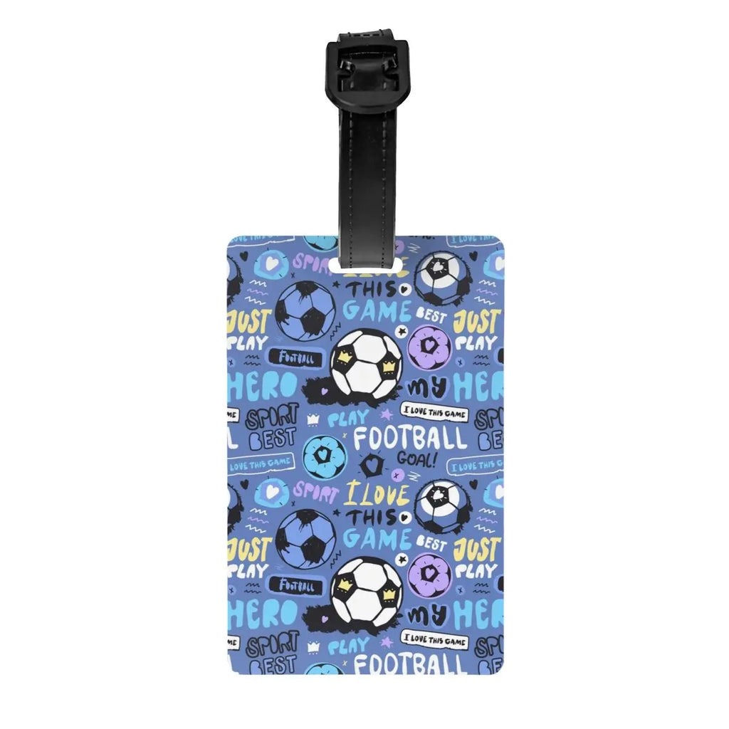 Custom Cool Soccerly Footbally Print Luggage Tag With Name Card Privacy Cover ID Label for Travel Bag Suitcase