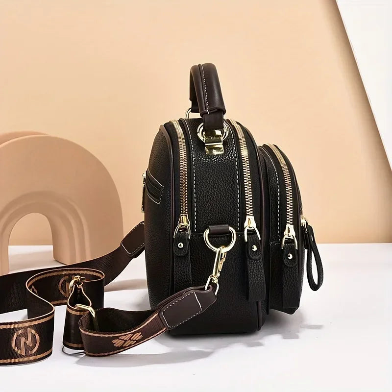 Luxury Multi-pocket Women's Shoulder Bag Hard Leather Handbag For Female Fashion
