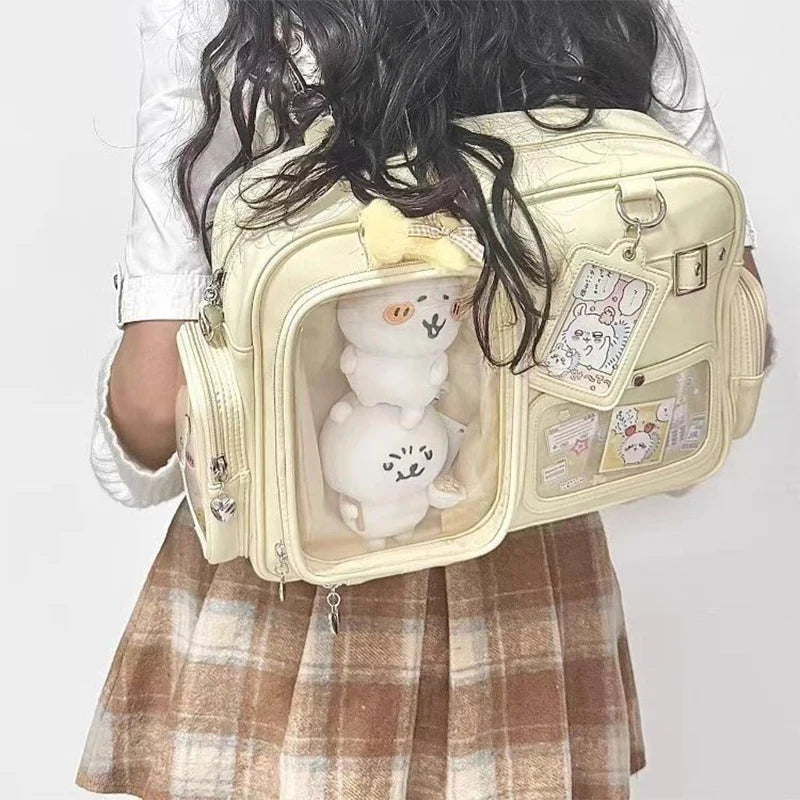 Japanese Tote Bag Fashion Concert Shoulder Bag Student Backpack Transparent Multi-pocket Messenger Bag Zipper Storage Pain Bag