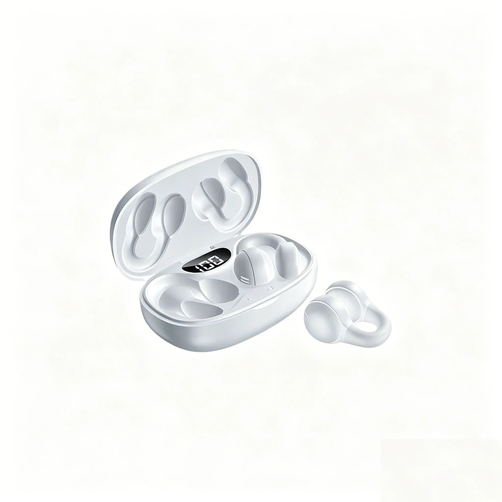 Ear-Clip Earphones Bone Conduction Ultra-Light Body for No-Sense Wearing Low-Latency Gaming Mode with Audio-Video Digital Sound