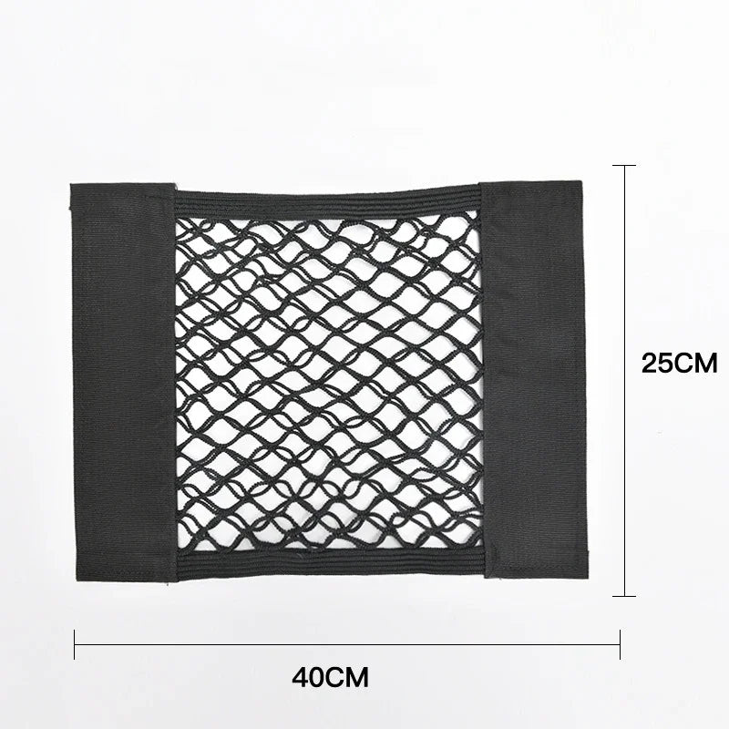 Car Back Rear Organizer Net Seat Elastic String Magic Sticker Universal Storage Pocket Bag Auto Car Trunk Organizer Wholesale