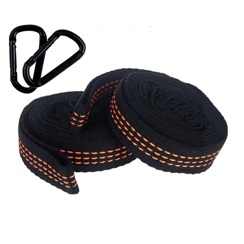 2Pcs Hammock Straps Special Reinforced Polyester Straps 5 Ring High Load-Bearing Barbed Black Outdoor Camping Hammock Straps