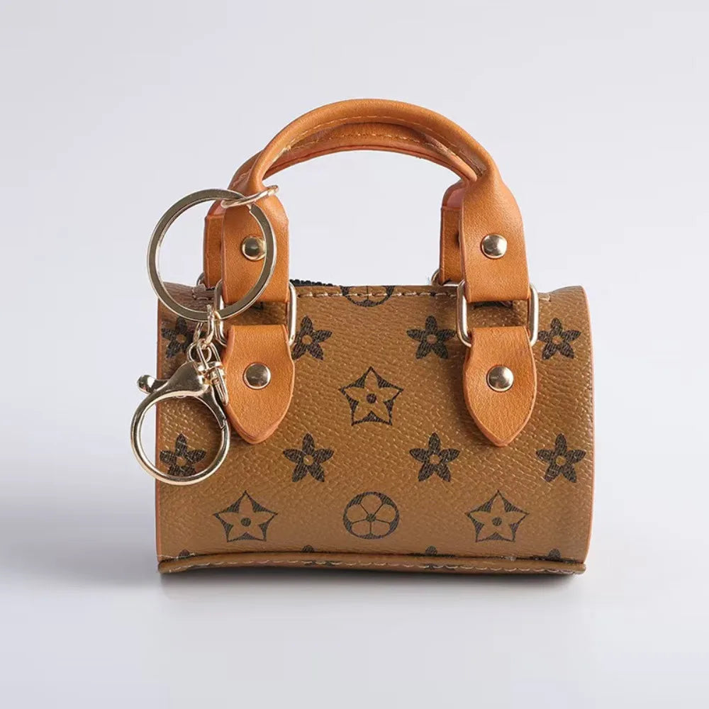 European Cute Mini Personalized Earphone Bag Old Flower Mini Bag French Stick Bag Keychain Pendant Bag Accessories