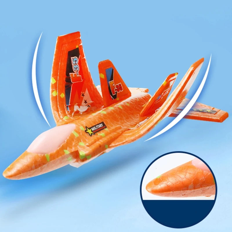 7.4" F-35 Launcher Foam Airplane Catapult Plane with Soft Bullet Gun for Kids Summer Outdoor Aircraft Flying Novelty & Gag Toys