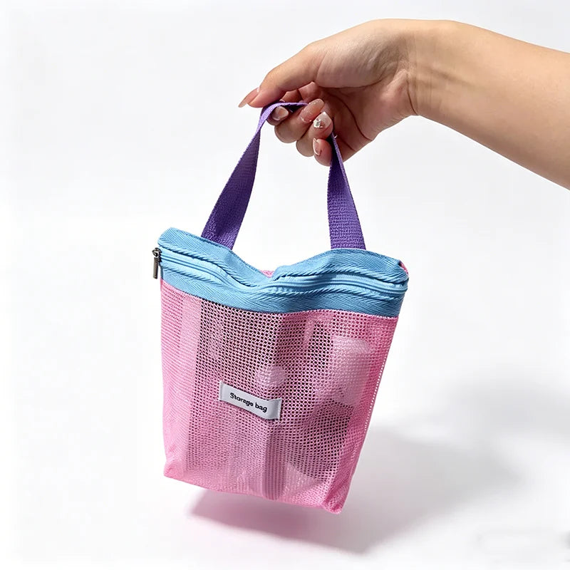 Macaron Color Makeup Organizer Breathable Wet Pack for Women Large Capacity Travel Toiletry Bag Mesh Beach Swimming Pouch