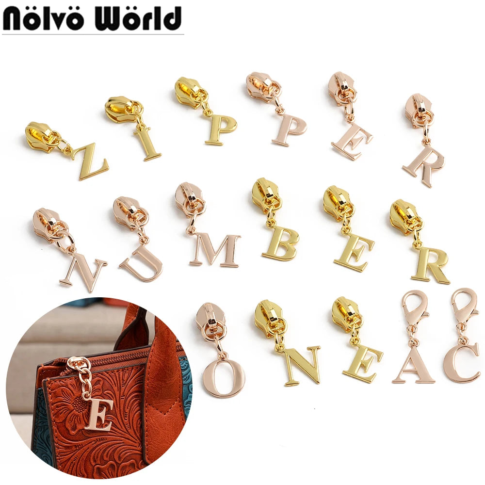 20/50PCS 5# Nylon A-Z English Initial Letter Zipper Puller Slider For Create Personal Logo Bag Purse Trinkets Gift Accessories