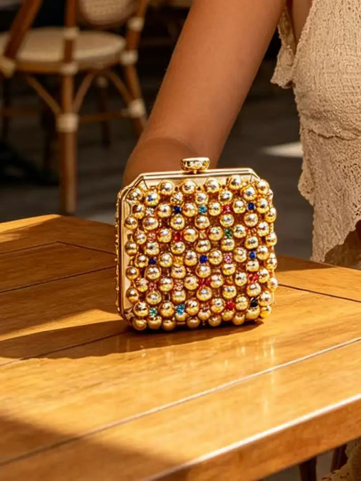 2026 Spring & Summer New Arrival - European & American Fashion Chain Mini Square Bag Acrylic handcrafted beaded mini women’s bag