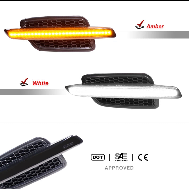 2PCS Car Bumper Side Marker Light Honeycomb For 2008-2009 Pontiac G8 Turn Signal Light/ Parking Lights DRL 12V T10