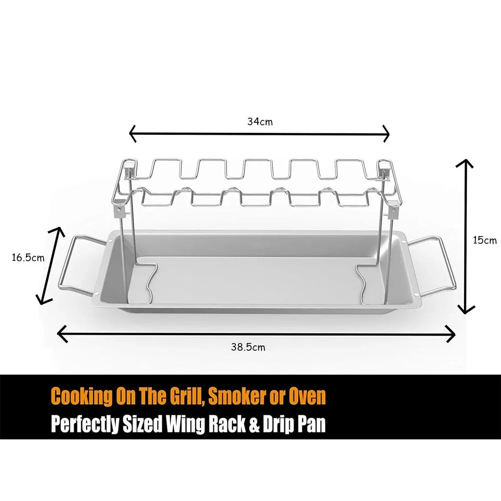 BBQ Chicken Wing Leg Rack – Stainless Steel Grill Roaster Stand Oven / Support BBQ ailes et cuisses – Grille en acier inoxydable four et barbecue