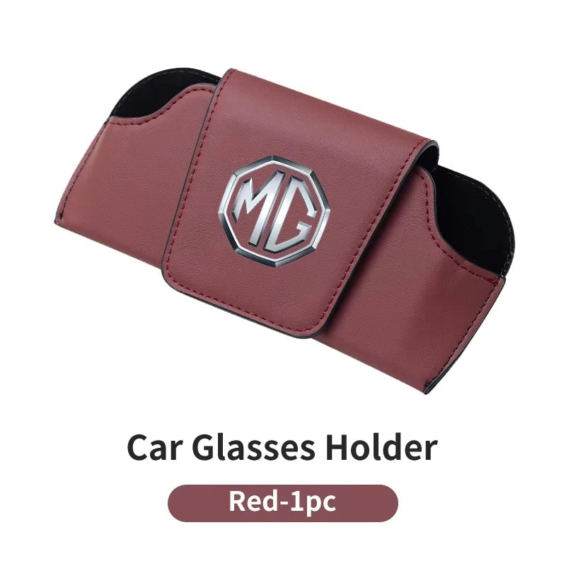Leather Car Sun Visor Clip Glasses Case Sunglasses Storage Box Holder For MG ZS MG4 EV MG5 MG HS MG3 MG6 Interior Accessories