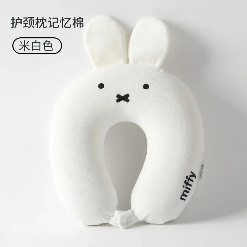 Cute Hot Anime Miffy Rabbit Ears Cartoon Memory Cotton Neck Pillow Four Hump Neck Pillow Comfort U-pillow Travel Car Plane Miffy