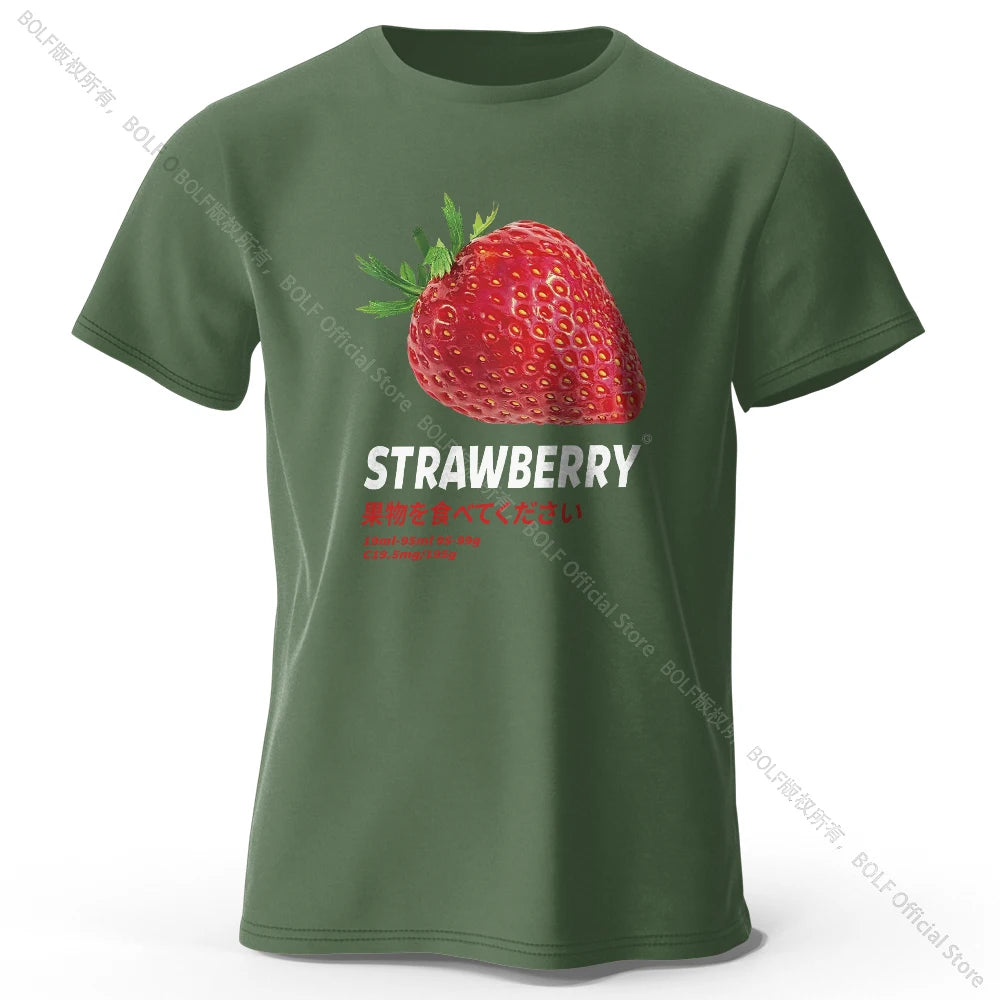 Strawberry Print T-shirt - Cute & Trendy Summer Top for Men Women, Soft & Comfortable Pure Cotton Tee