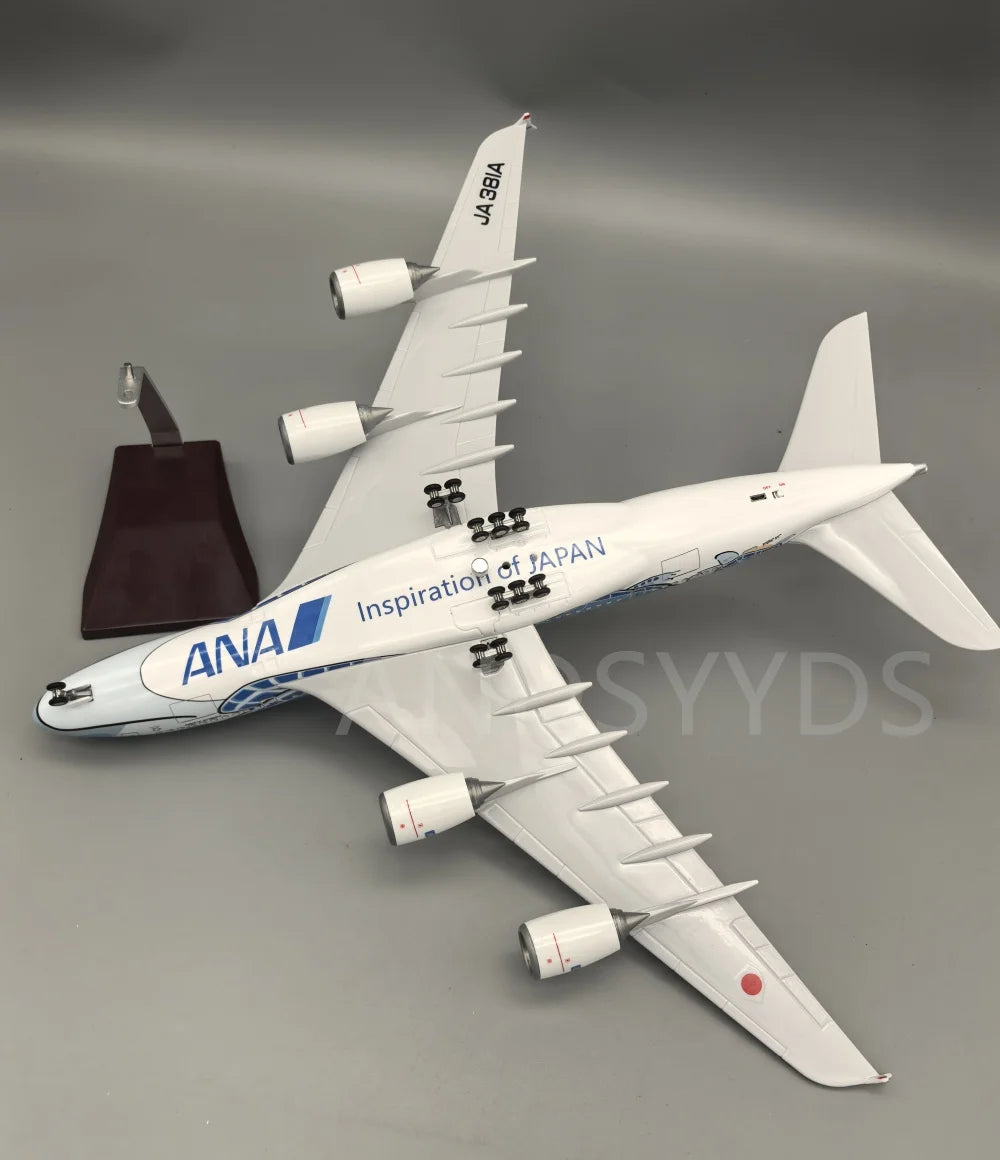 1/160 Scale 47CM Japan Air ANA Airbus A380 Model Plane Cartoon Sea Turtle Airlines Blue Diecast Airplane Toys For Child  Display