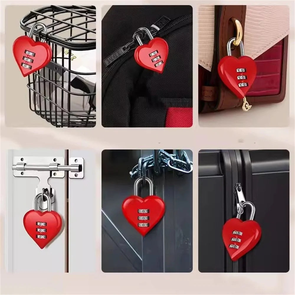 Heart Shaped 3 Digit Password Lock Mini Combination Padlock For Couple Wedding Party Favor Travel Accessory Anniversary Gift