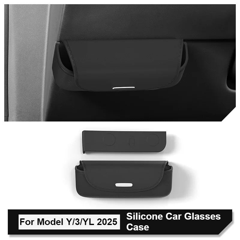 For Tesla Model 3/YL/Y Juniper 2025 2026 Silicone Glasses Case Magnetic Closure Design Sun Glasses Storage Box Car Accessories