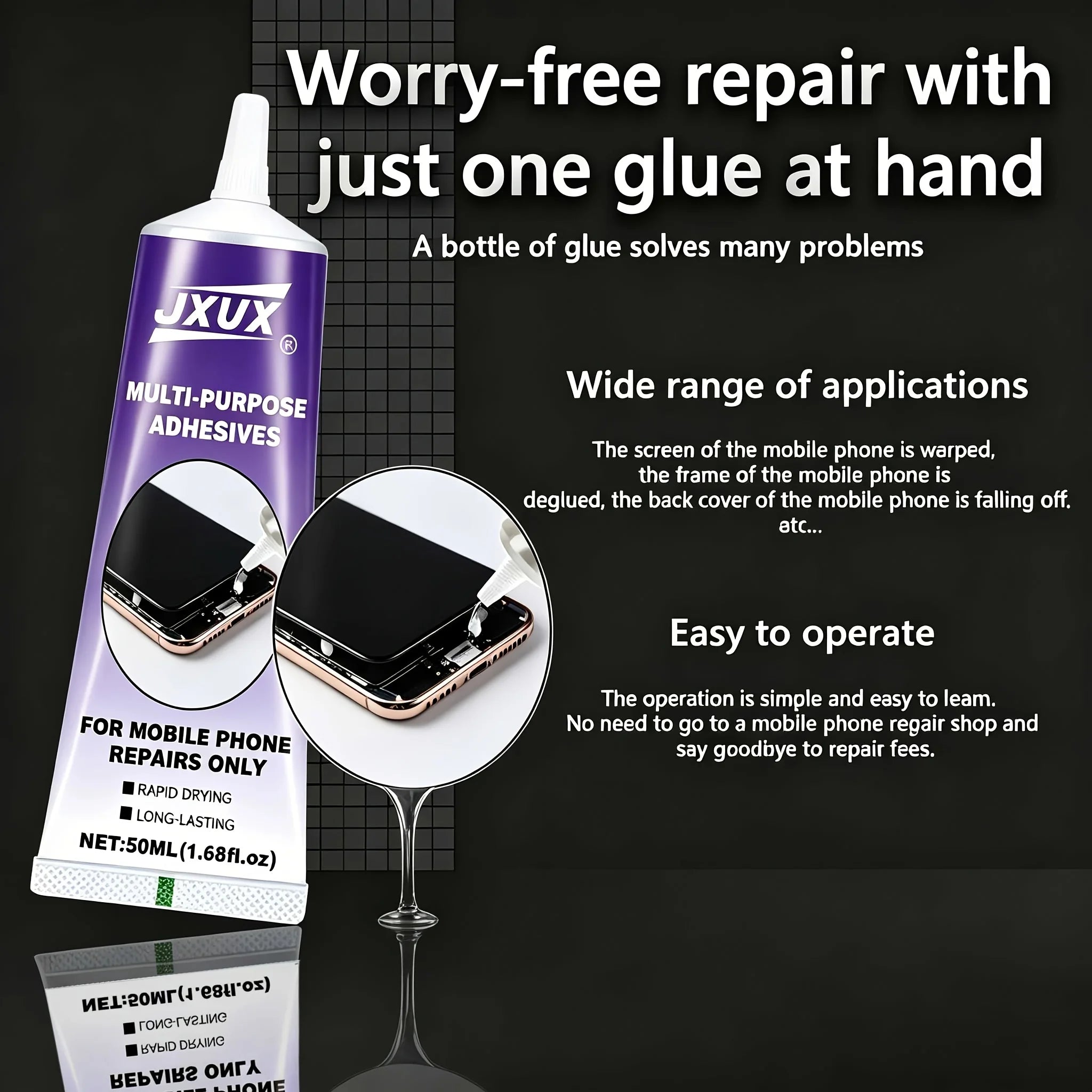 Newly Upgraded B7000 (50g Phone Adhesive) Waterproof Clear Resin Adhesive for Phone Repair