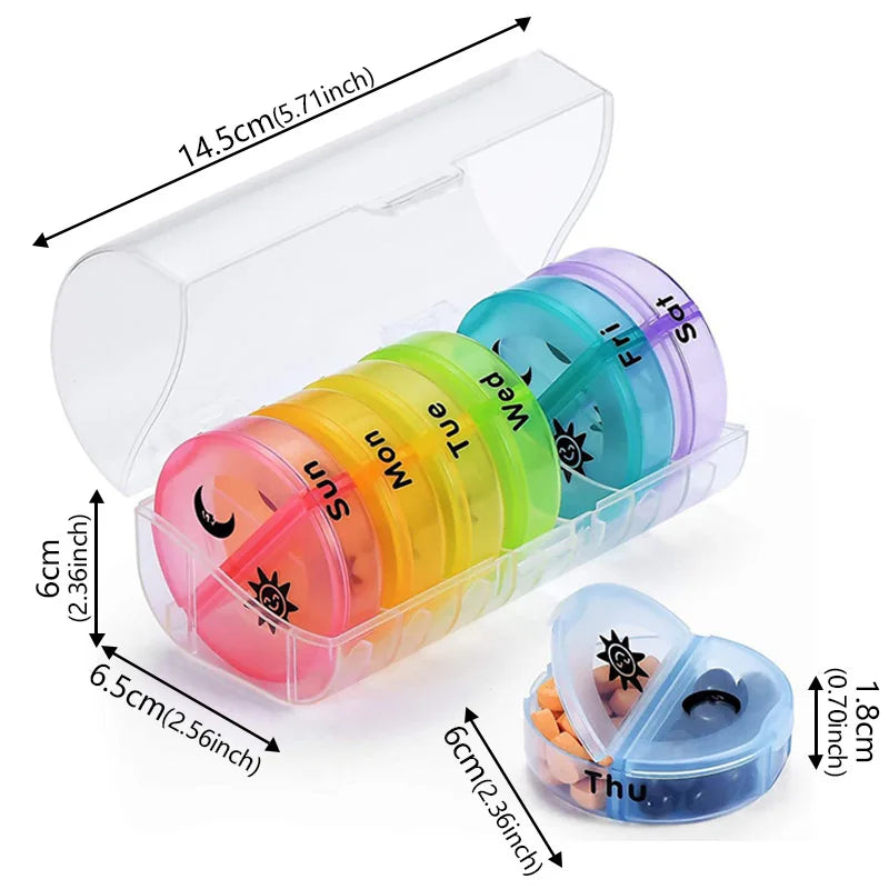 Portable Vitamin Pill Box Case Tablet for 7 Days 2 Times 14 Grids Travel Container Pill Case Tablet Portable Dispenser Organizer