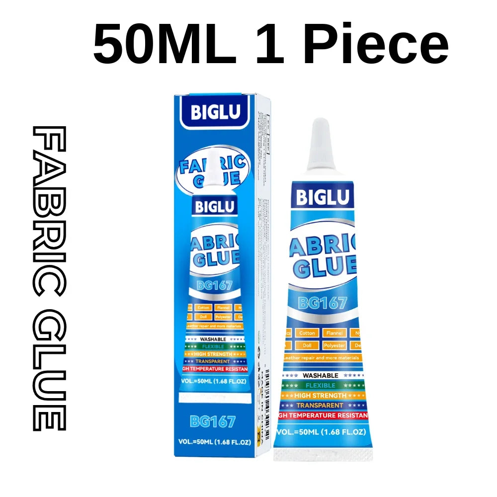 BIGLU 50ml Fabric Glue For All fabrics Cotton Flannel Nylon Cloth Doll Polyester Denim Leather Repair Multi-purpose Adhesive