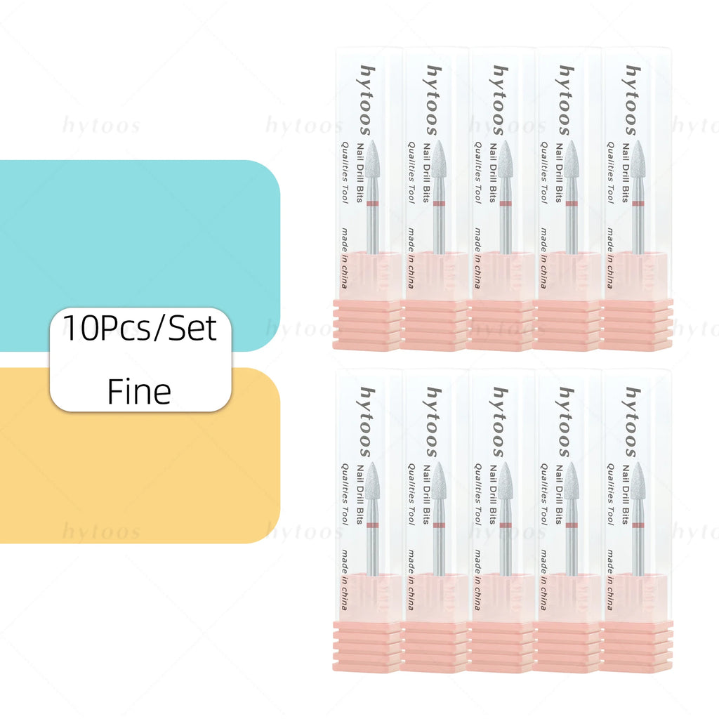 HYTOOS Cone Chrome Diamond Nail Drill Bits Pro Russian Cuticle Clean Bit for Nail Drill Dead Skin Cuticle Cleaner Nail Prep Tool