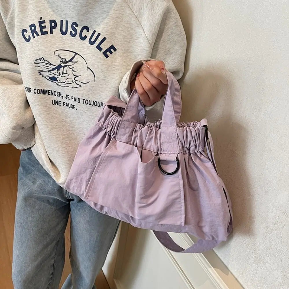 Casual Canvas Crossbody Bag Solid Color Large Capacity Shoulder Bag Portable Messenger Bags Women