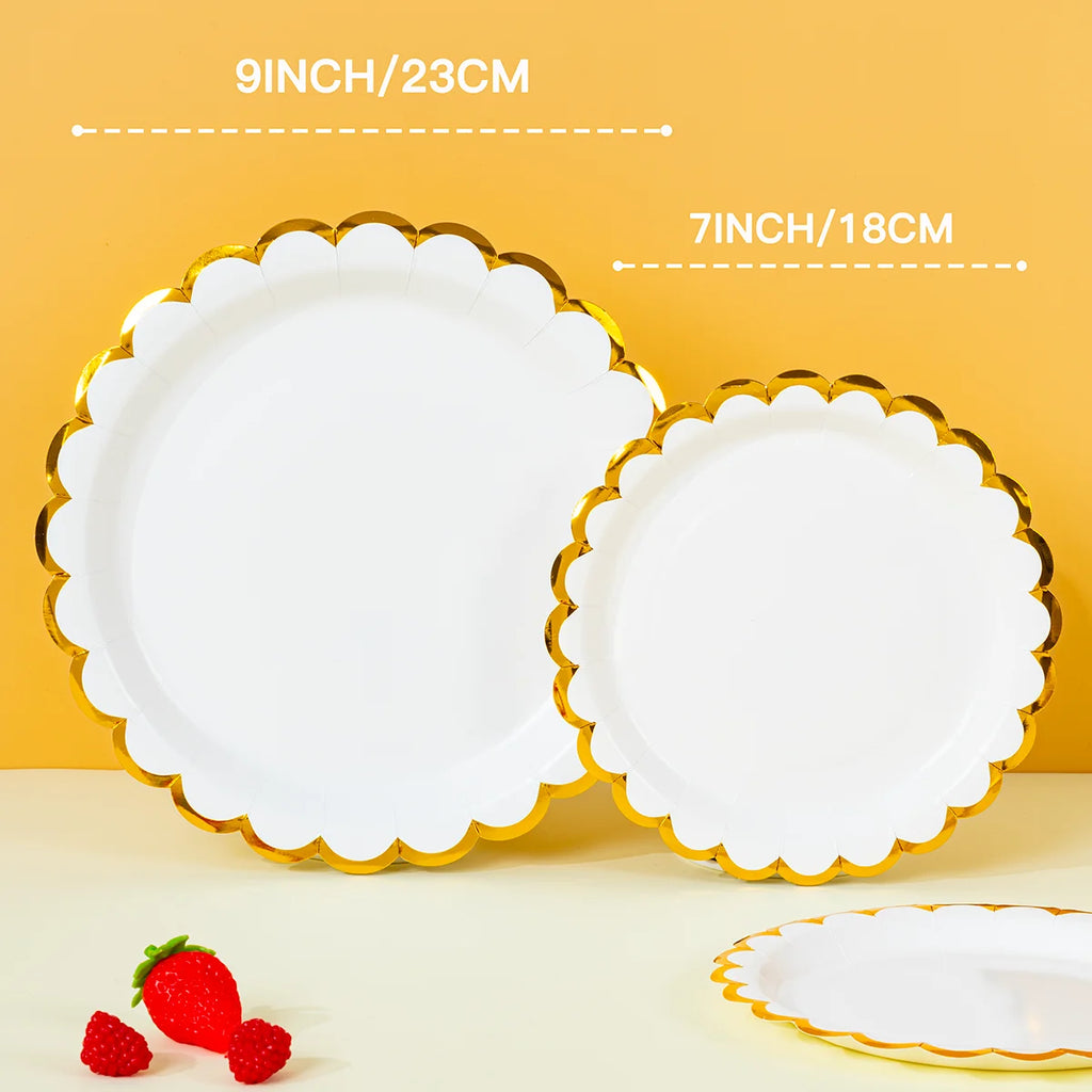 10/25/50pcs Pink /red/black/white Disposable Party Tableware Paper Plates Dishes Birthday Wedding Holiday Party Supplies