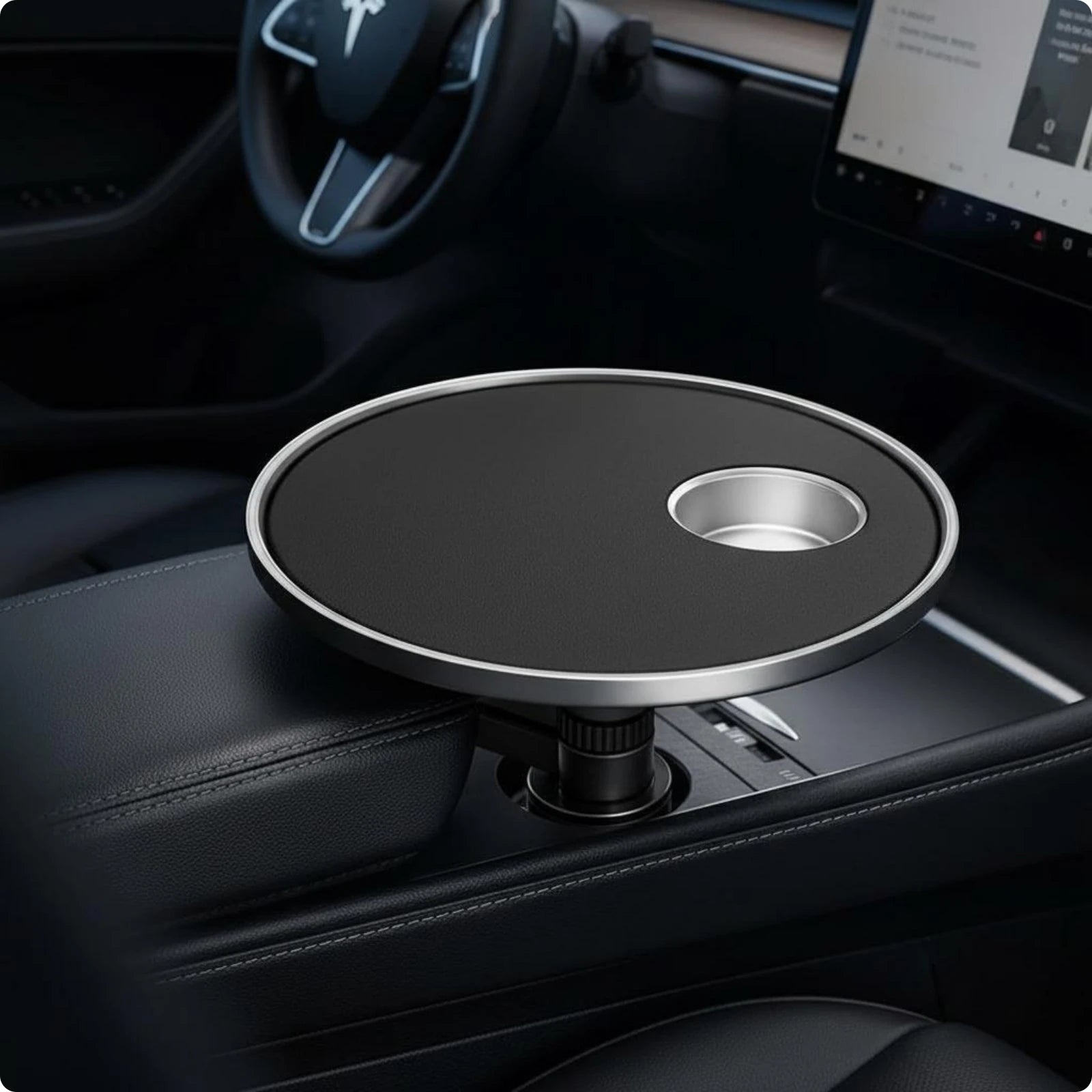 Front Seat Table 360-Degree Rotation Car Dining Tray Rotating Car Tray Multi-Functional Stable Support for Drivers, Road Journey