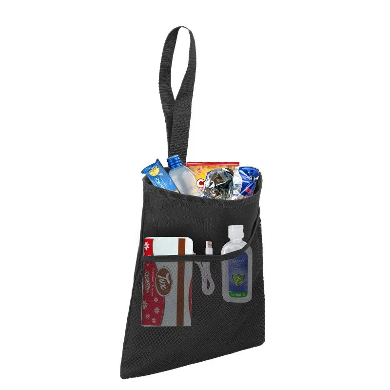 Hanging Car Trash Bag Slim Garbage Can Storage Pocket Adjustable Strap to Hang in The Front or Back Seat Trash Bin for Car