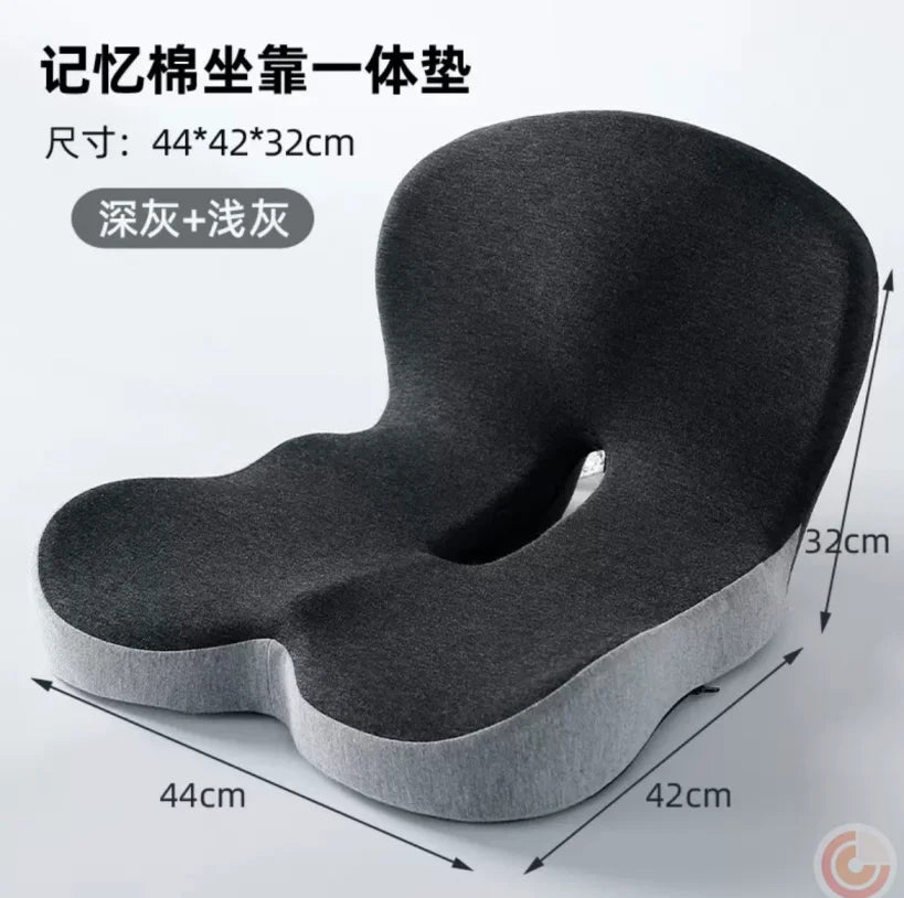 Skin-Friendly Non-Slip Memory Foam Seat Cushion with Extended Zipper Easy Remove Washable Back Support Adjustable Comfortable Ch