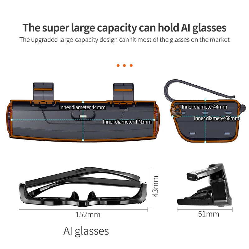 New Car Mounted Glasses Case Universal Sun Visor Sunglasses Holder Storage Box Card Receipt Key Storage Box Car in