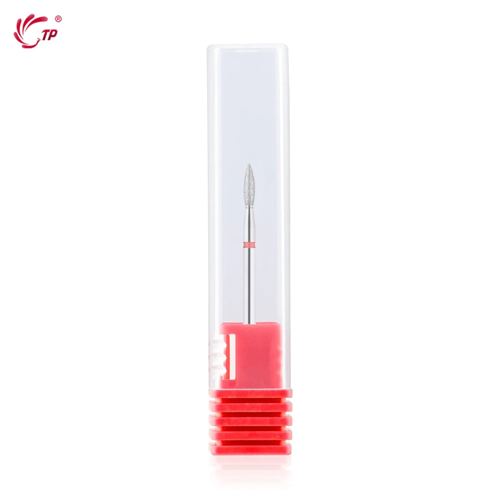 TP Flame Milling Cutter Cuticle Clean Diamond Nail Drill Bit Electric Rotary Manicure Pedicure Drill Bit Burr Polisher Nail Tool