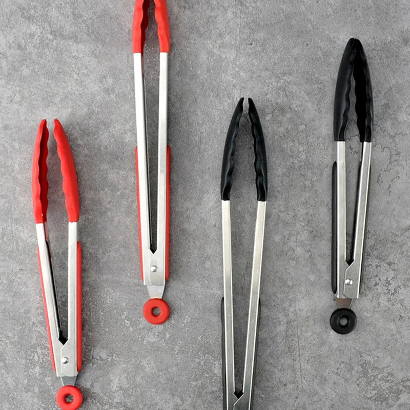 7/9/12inch Household multi-functional stainless steel food tongs with handles, kitchen bread tongs, barbecue and steak tongs