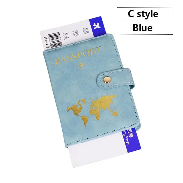 Soft PU Leather Multi Slot Passport Cover with Airplane Logo Snap Closure SIM Card Holder Travel ID Document Ticket Wallet