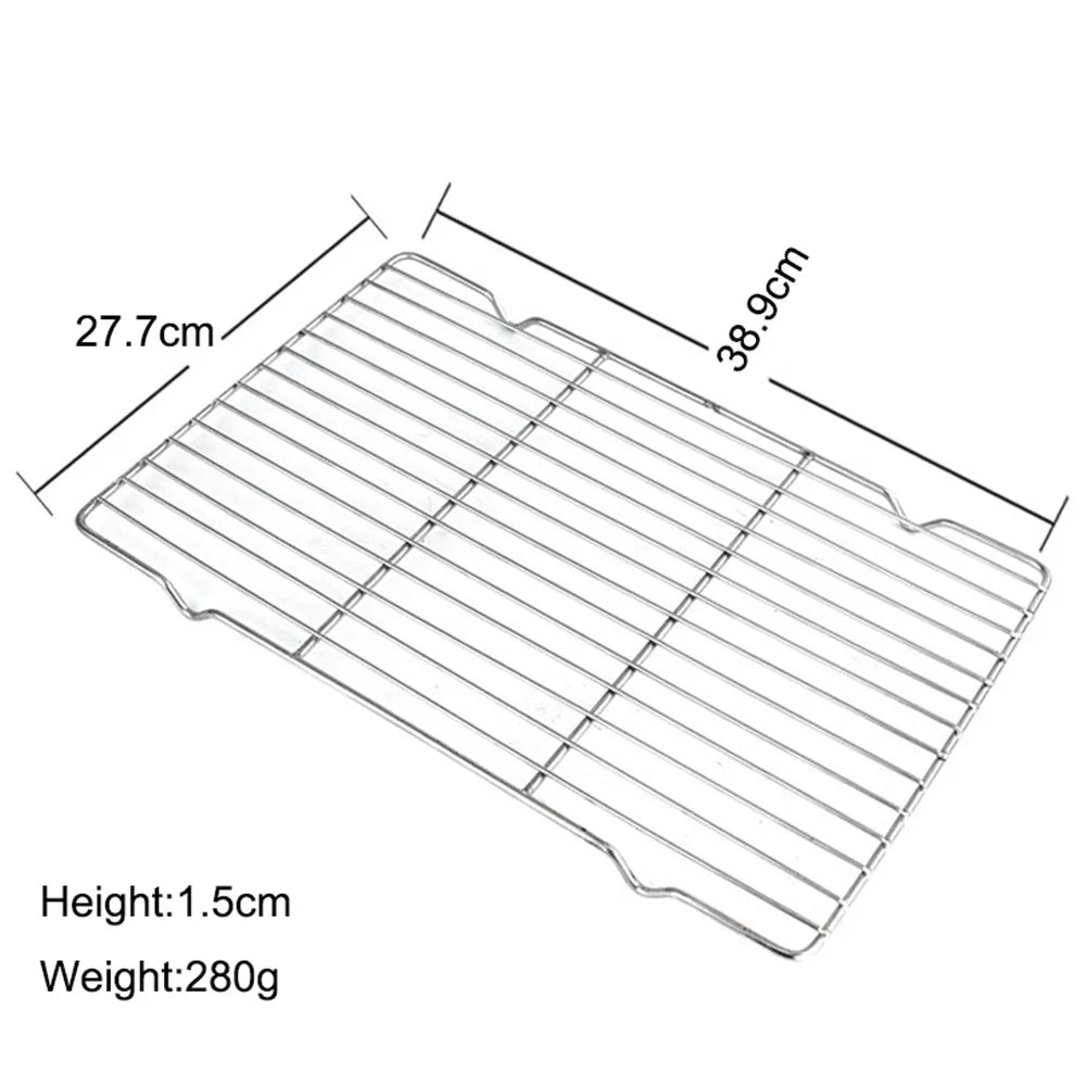 Stainless Steel Grill Plate Barbecue Cooking Mesh Shelf Non-stick Cooling Rack BBQ Tray Baking Tray