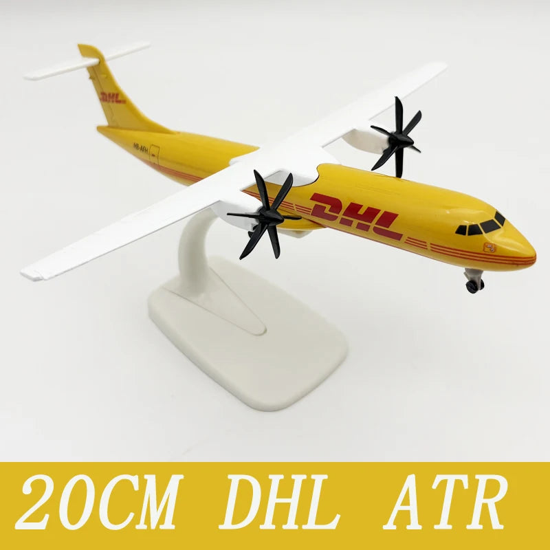 20CM DHL ATR Airplane Model Replica Alloy Material Miniature Planes Diecast with Stand Wheel Authentic Collectible Gift