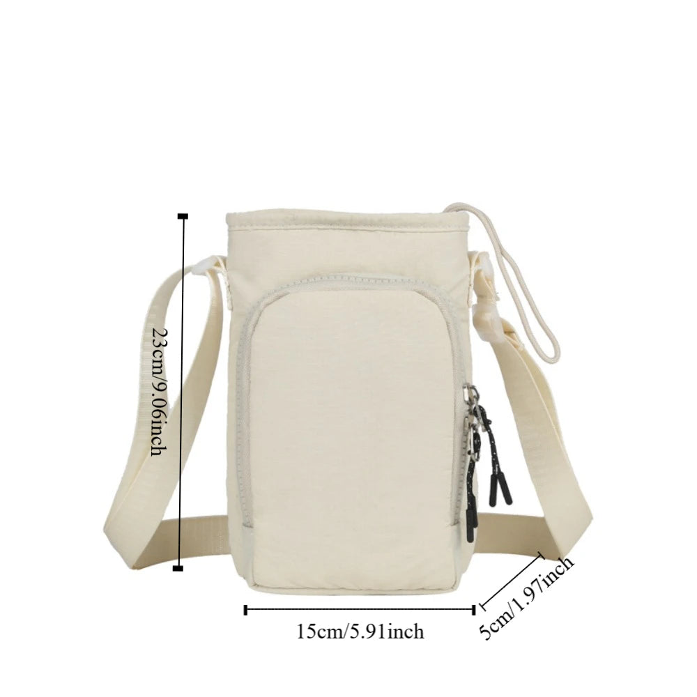 Shoulder Strap Water Bottle Carrier Bag Front Pocket Waterproof Crossbody Water Bottle Purse Portable Handle