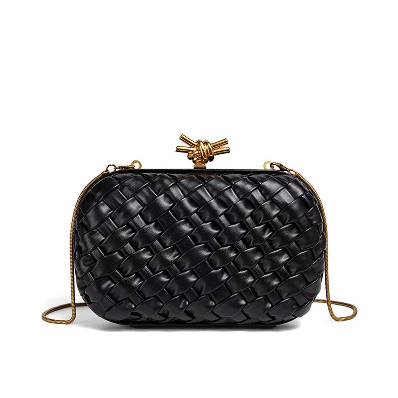 Handwoven Clutch Evening Bag for Women Structured Purse for Wedding Party Date Night Crossbody Bucket Hobo Shoulder Bag Handbag