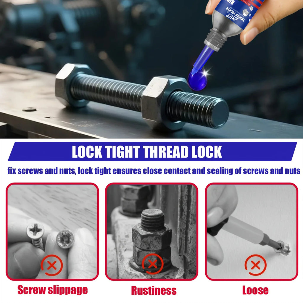 50ml Thread Locker High Temperature Medium Strength Anti-Loosening Thread Blue Screw Glue Quickly Cured Epoxy Thread Locking Agent Anaerobic Adhesive  Corrosion-Resistant Automotive Grade.