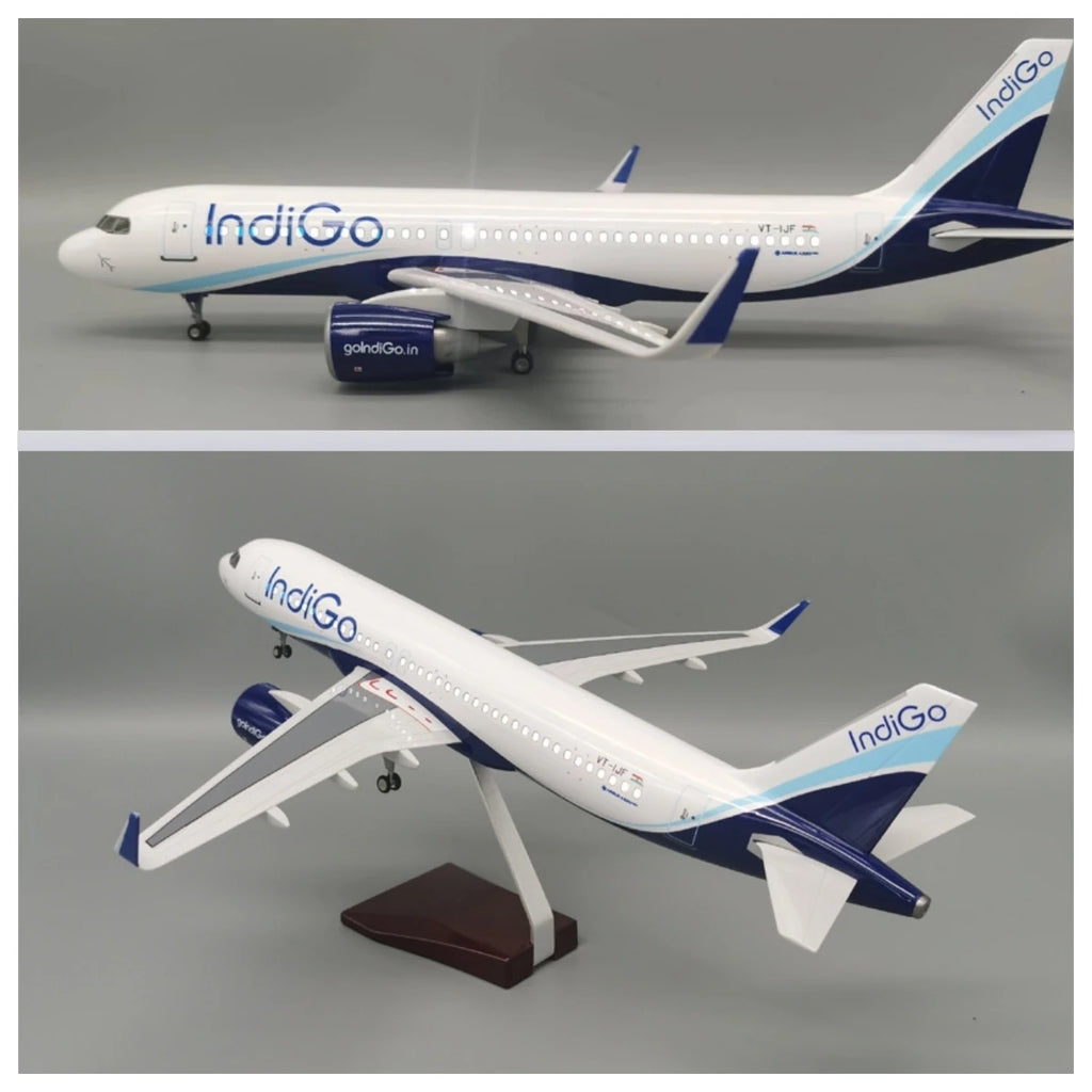 47cm Collectible Aircraft Indigo A320 Diecast Resin Airplane Model Kit With Stand  For Adult Aviation Gift Or Collection Display
