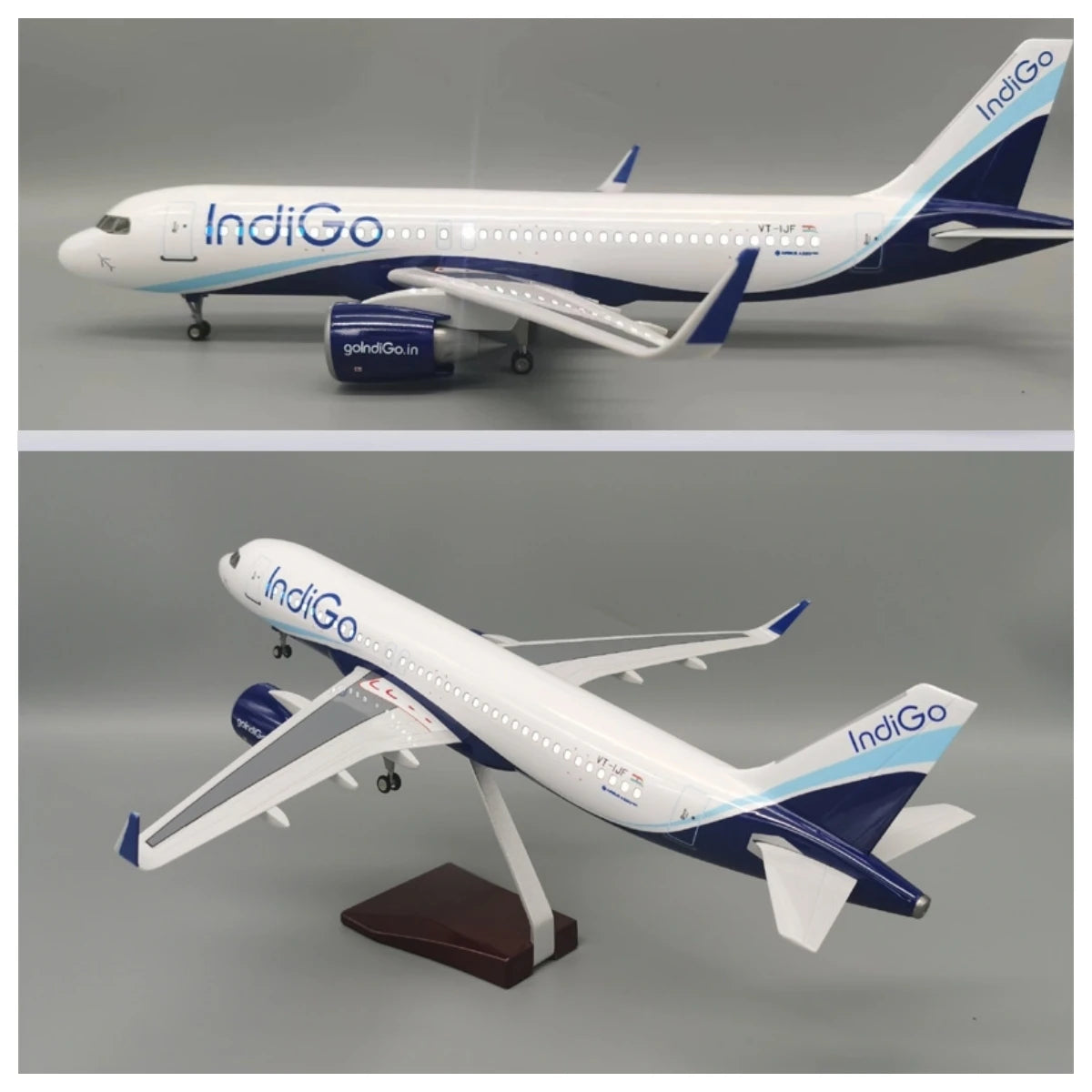 47cm Collectible Aircraft Indigo A320 Diecast Resin Airplane Model Kit With Stand  For Adult Aviation Gift Or Collection Display
