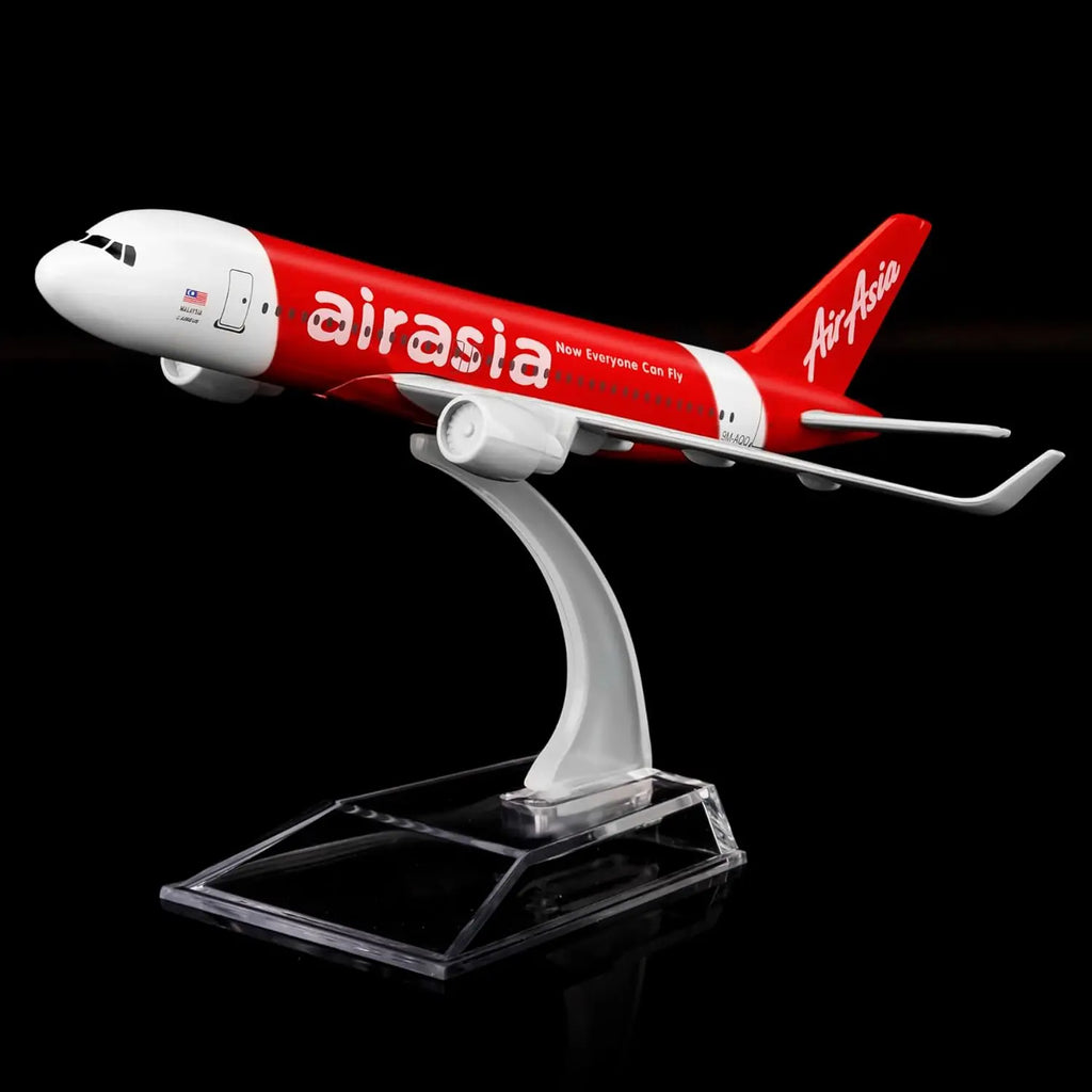 1/400 Scale Air Asia A320 16cm Metal Diecast Airplane Model Toy Kit with Stand for Collections and Displays or Boys Gift