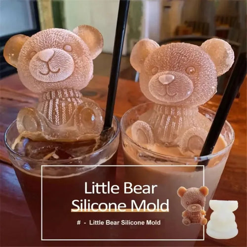 1-10PCS 3D Bear Ice Cube Mold Cube Silicone Bear Ice Grinder Ice Cream Coffee Making Tools Cold Drink DIY Ice Cream Molds