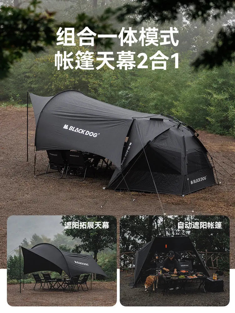 Outdoor Camping Pop Up Tent with Black Coating, Instant Setup UV Protection Sun Shelter Tent