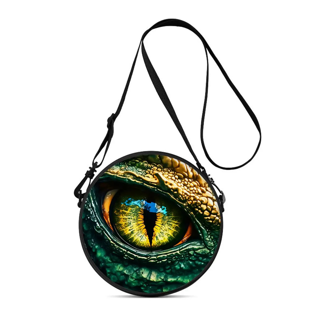 Dinosaur Print Round Shoulder Bag Casual Messenger Bag for Woman Best Gifts 2D Flat Casual Daily Crossbody Bag
