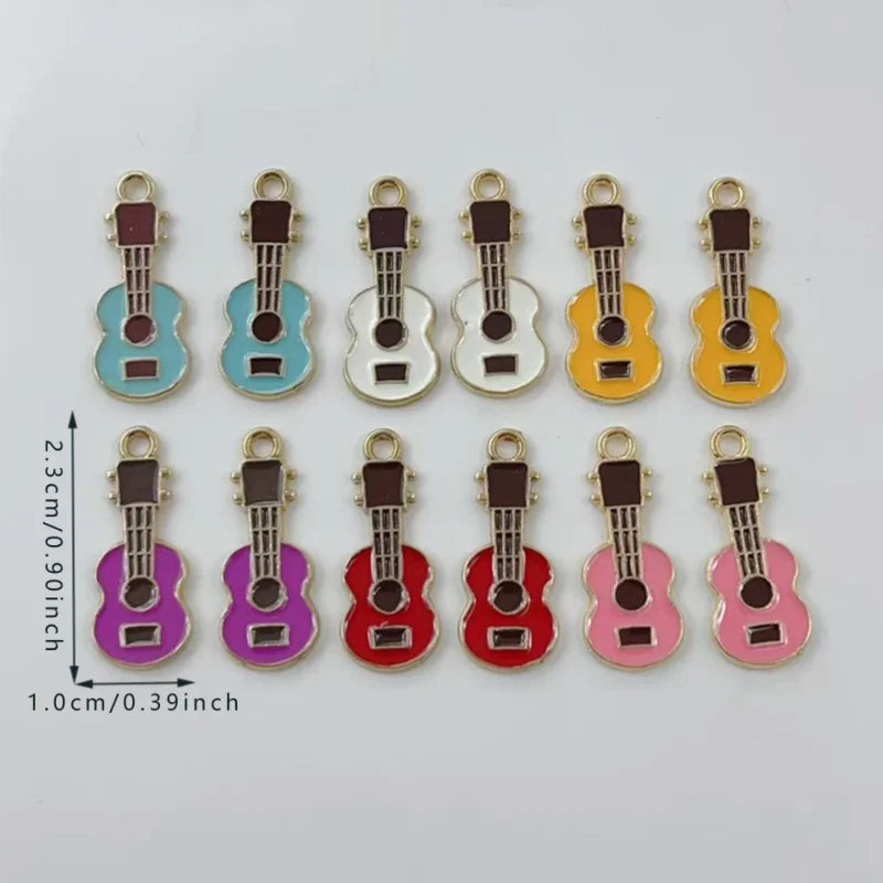 12pcs colorful guitar enamel pendants gold alloy instrument pendants DIY earrings bracelets necklaces jewelry making accessories
