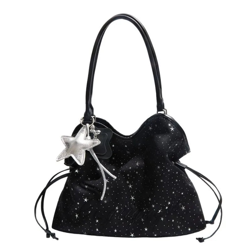 Women Star Pattern Shoulder Tote Bag Large Capacity Casual Hobo Handbag for Daily Work Travel Weekend Use