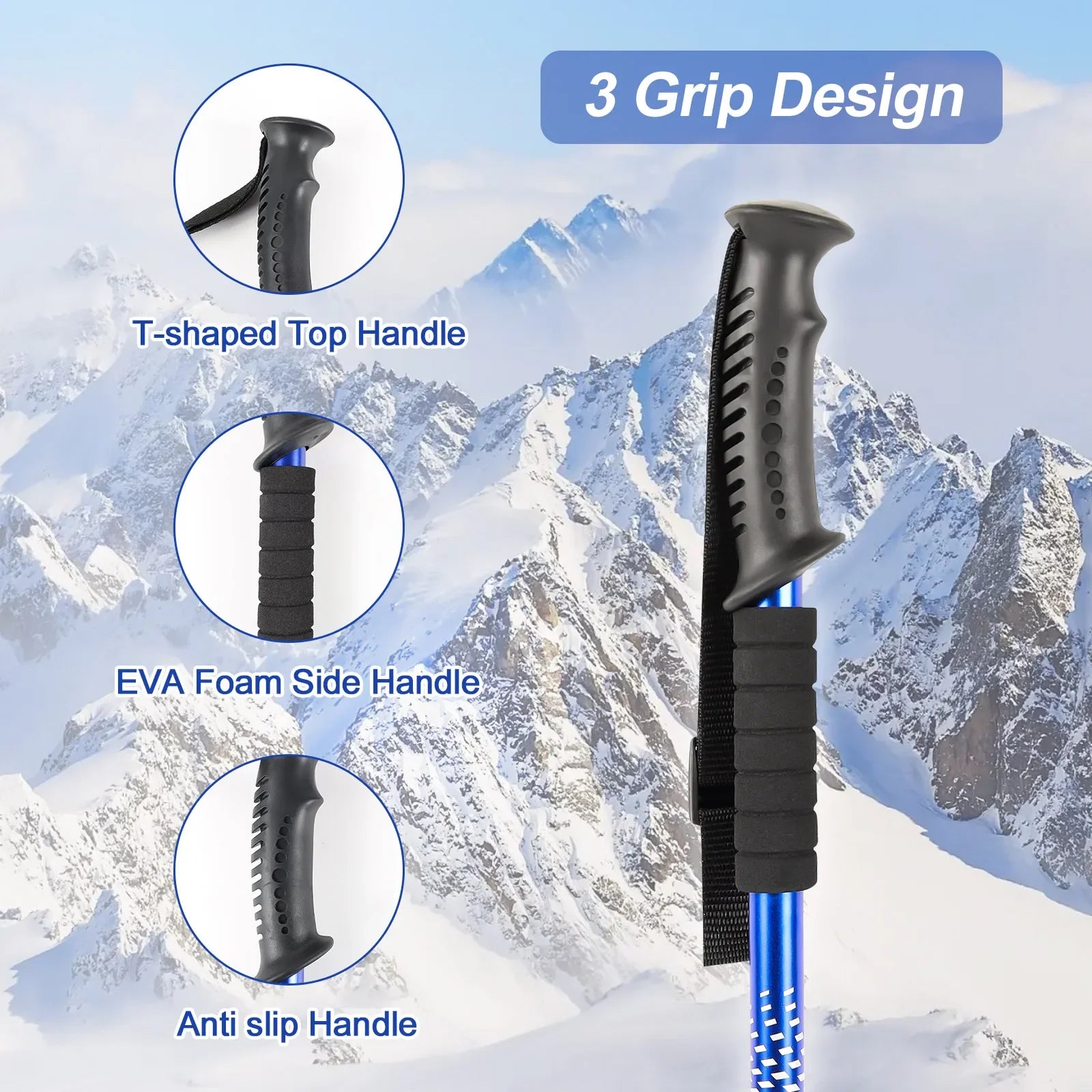 Aluminium Alloy Trekking Poles Ultralight Adjustable No Slip Nordic Walking Sticks Adult Hiking Canes Telescopic Alpenstocks