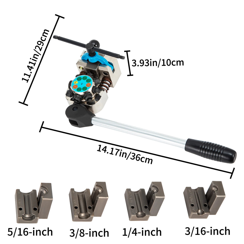 SucceBuy Brake Line Flaring Tool 45° Double Flares for 3/16" 1/4" 5/16" 3/8" Tube Size Suitable for Soft Metal of Copper Lines
