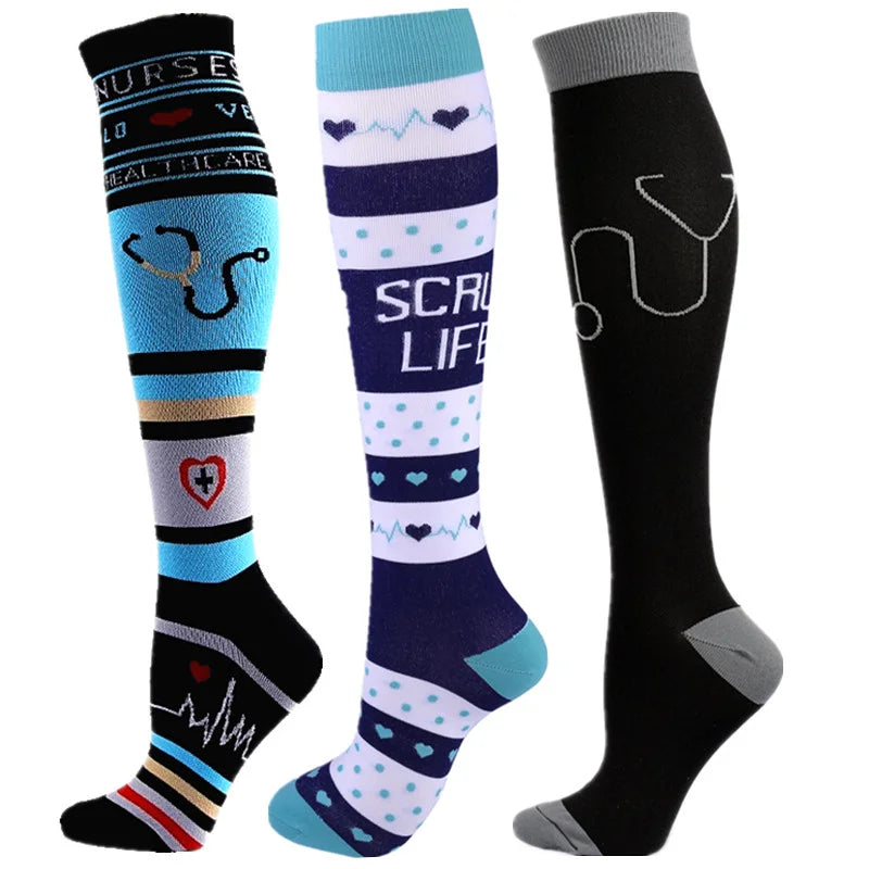 Unisex Compression Socks for Men and Women Medical Diabetes Varicose Veins Sports Socks for Running Cycling Travel Flight Yoga